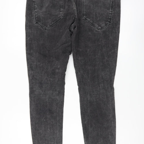 Bershka Womens Grey Cotton Skinny Jeans Size L L28 in Regular Button