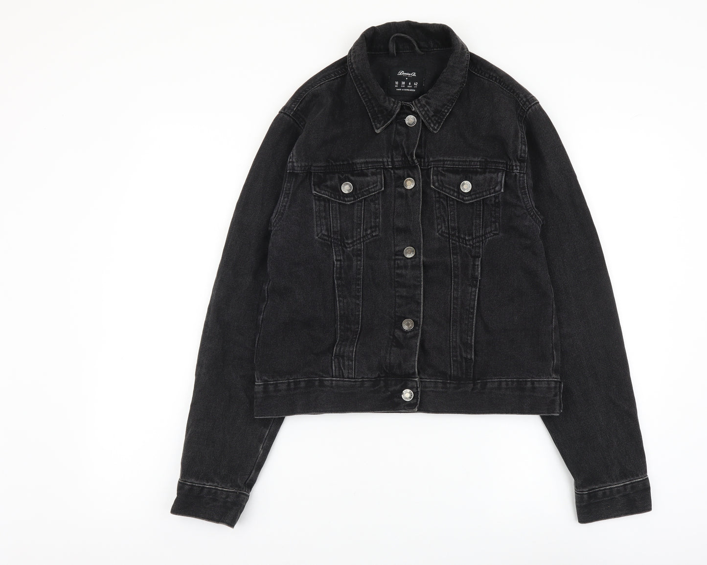 Denim & Co. Womens Grey Jacket Size 10 Button - Denim Jacket