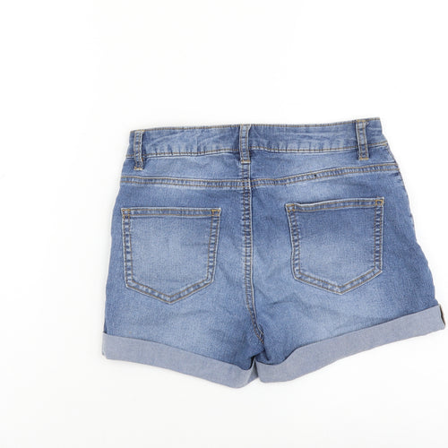 Denim & Co. Womens Blue Cotton Hot Pants Shorts Size 8 L3 in Regular Button