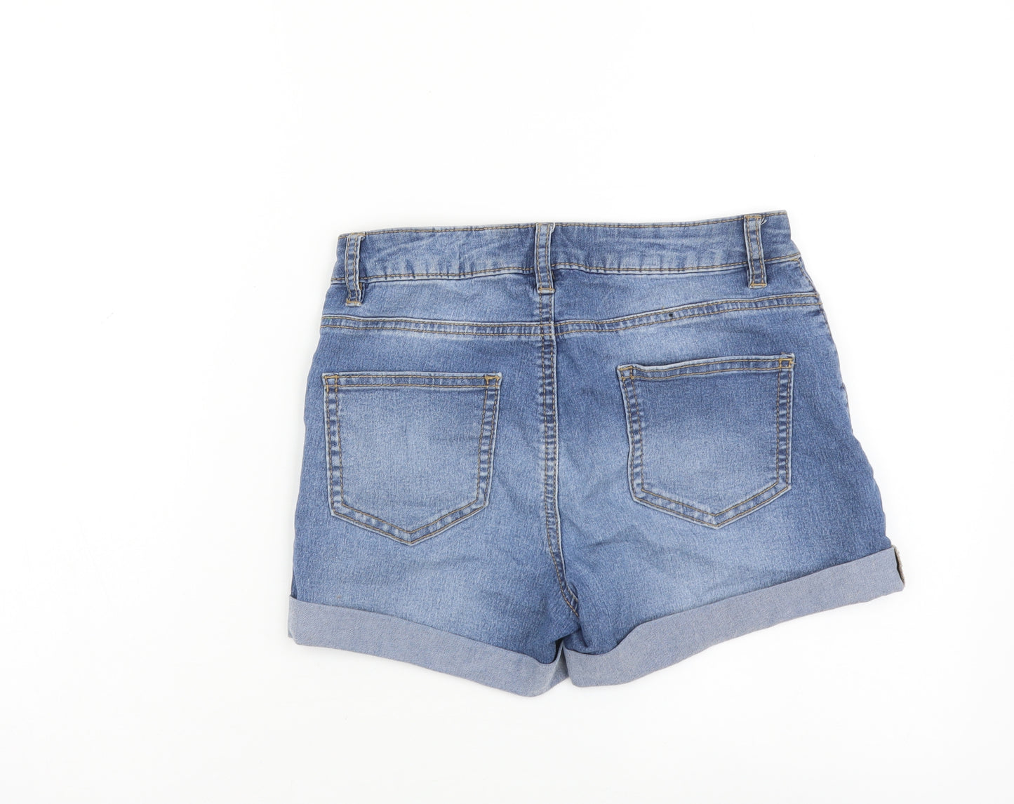 Denim & Co. Womens Blue Cotton Hot Pants Shorts Size 8 L3 in Regular Button