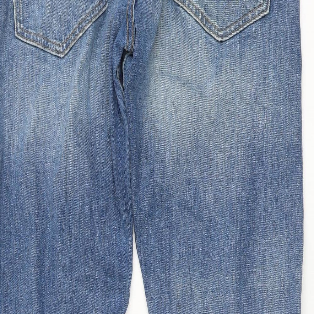 &Denim Mens Blue Cotton Straight Jeans Size 32 in L32 in Regular Button