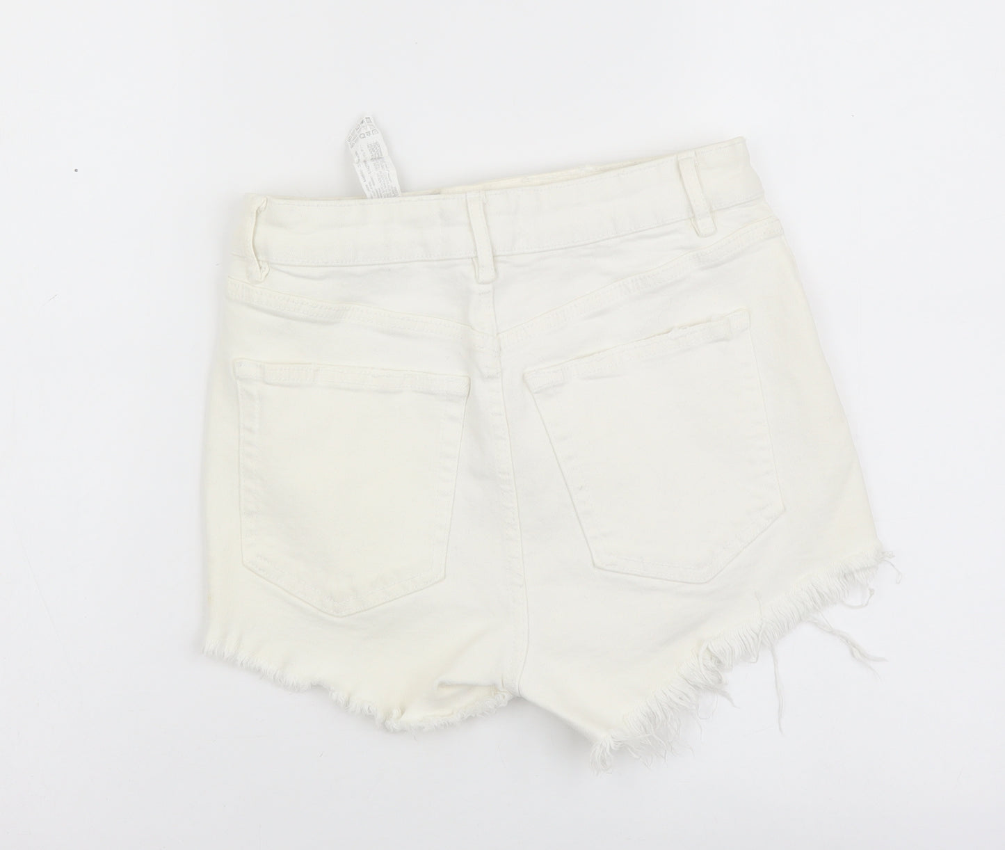 Zara Womens Ivory Cotton Cut-Off Shorts Size S L3 in Regular Button