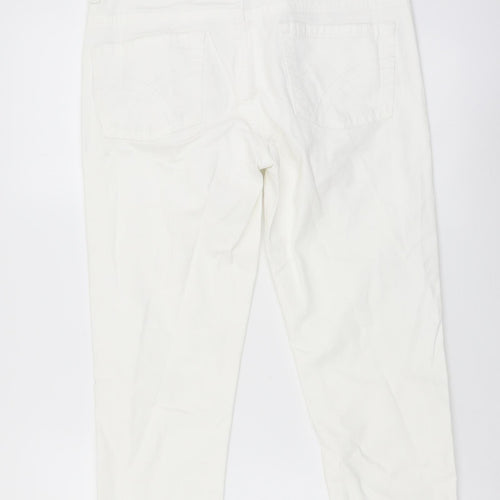 Denim & Co. Womens White Cotton Cropped Jeans Size 12 L20 in Regular Button
