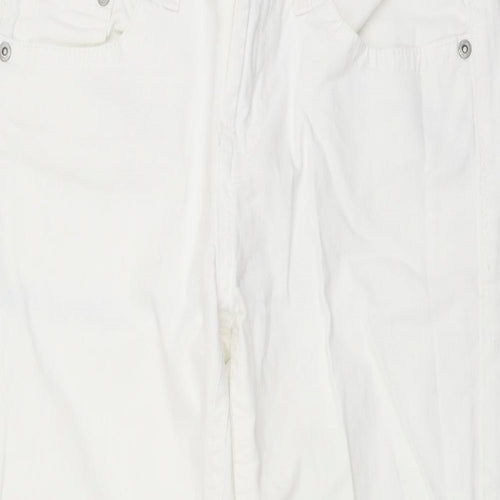 Denim & Co. Womens White Cotton Cropped Jeans Size 12 L20 in Regular Button