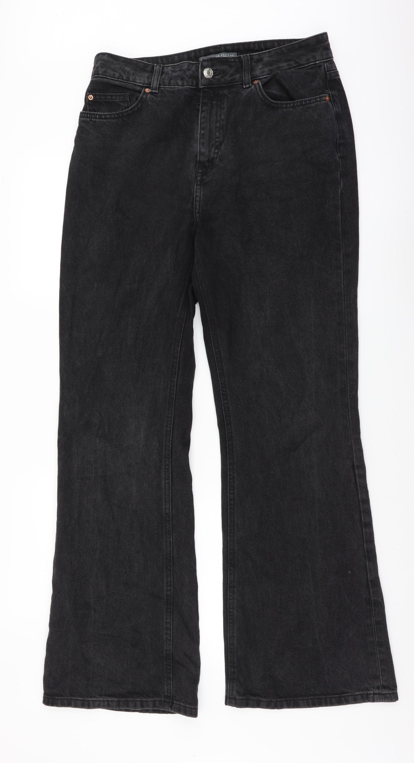 Denim & Co. Womens Black Cotton Bootcut Jeans Size 12 L31 in Regular Button