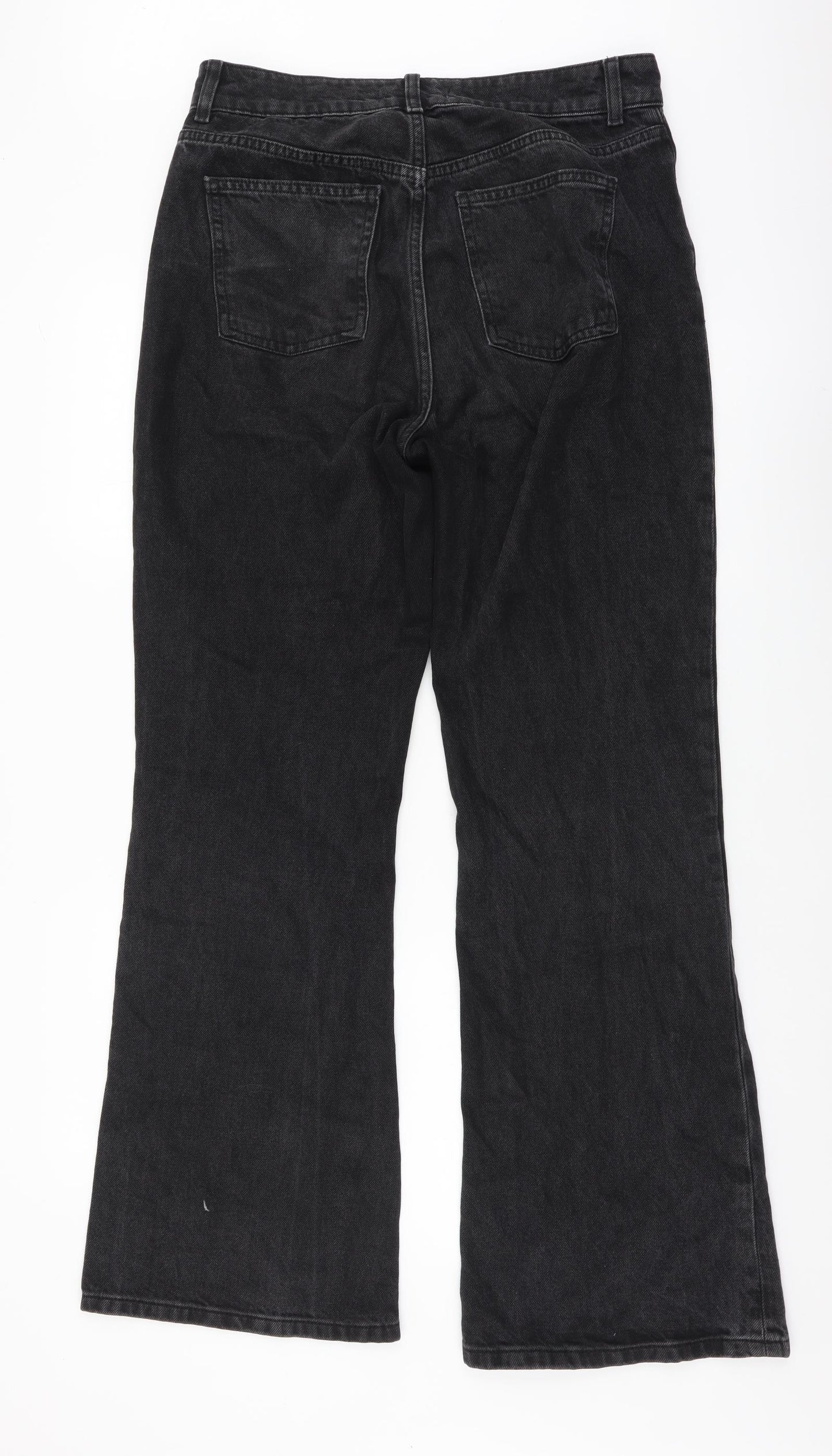 Denim & Co. Womens Black Cotton Bootcut Jeans Size 12 L31 in Regular Button