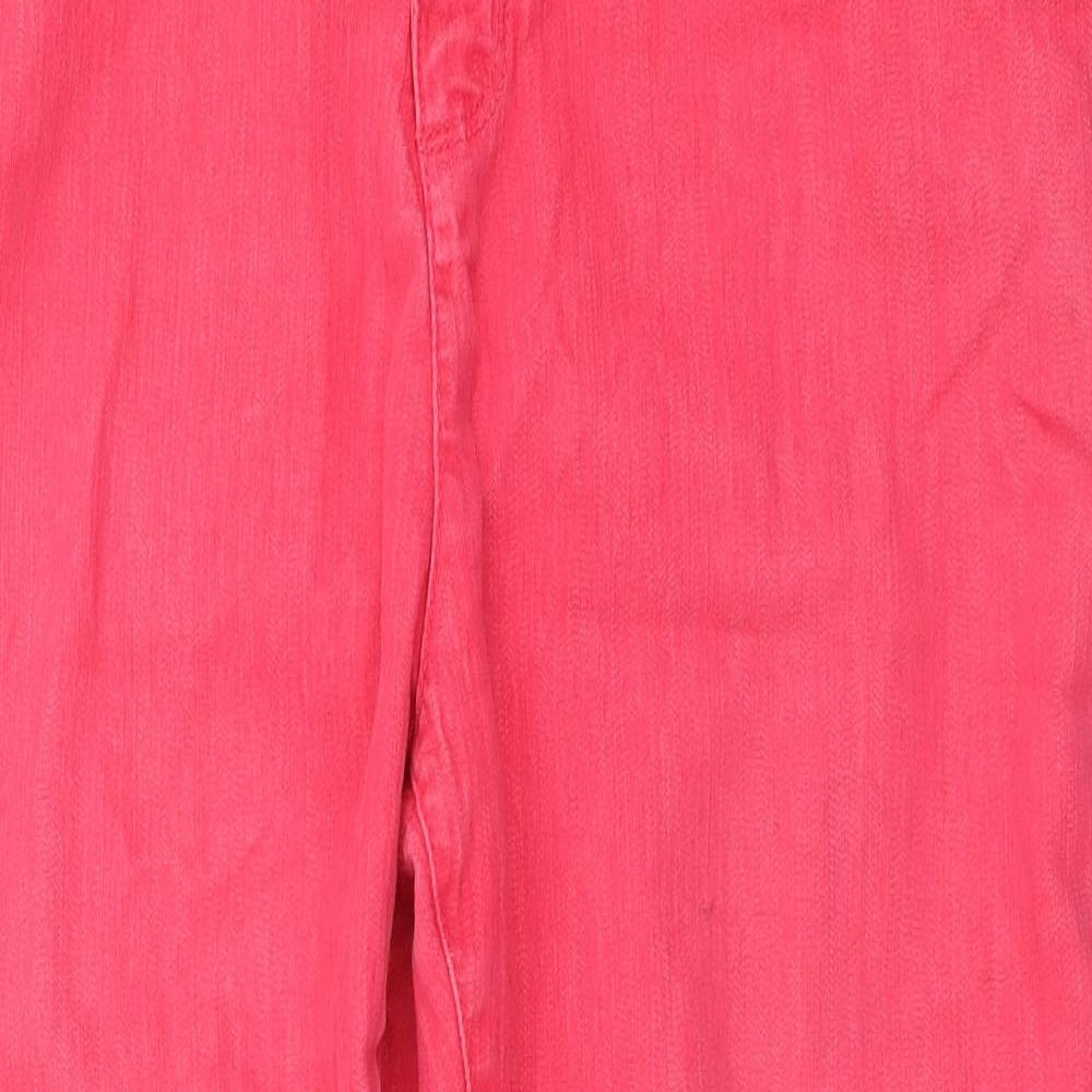 Per Una Womens Pink Cotton Straight Jeans Size 14 L23 in Regular Button