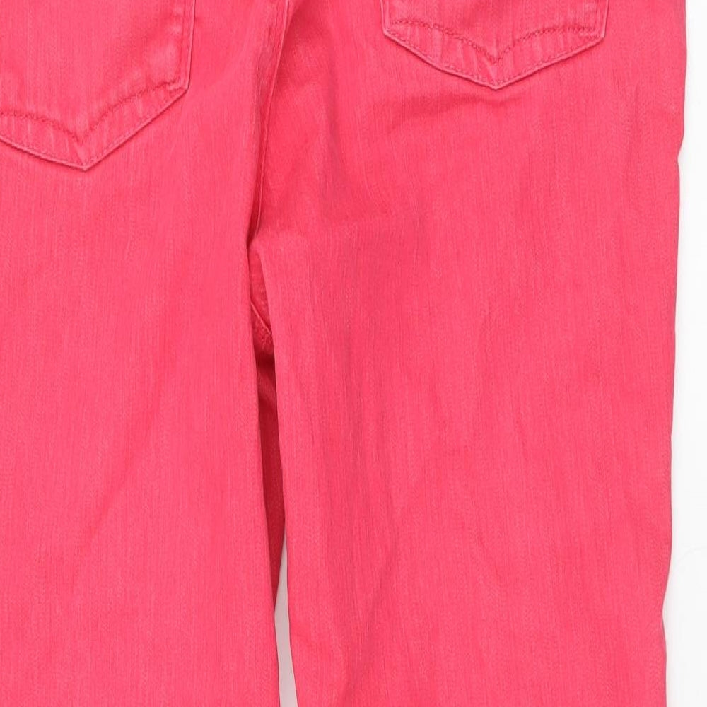 Per Una Womens Pink Cotton Straight Jeans Size 14 L23 in Regular Button