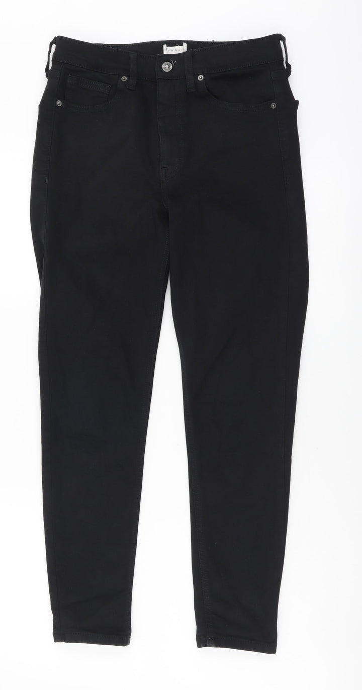 Topshop Womens Black Cotton Skinny Jeans Size 28 in L30 in Regular Button