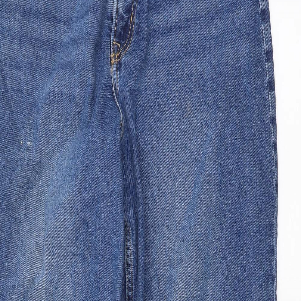 H&M Womens Blue Cotton Skinny Jeans Size M L28 in Regular Button