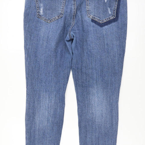 New Look Womens Blue Cotton Skinny Jeans Size 14 L25 in Regular Button