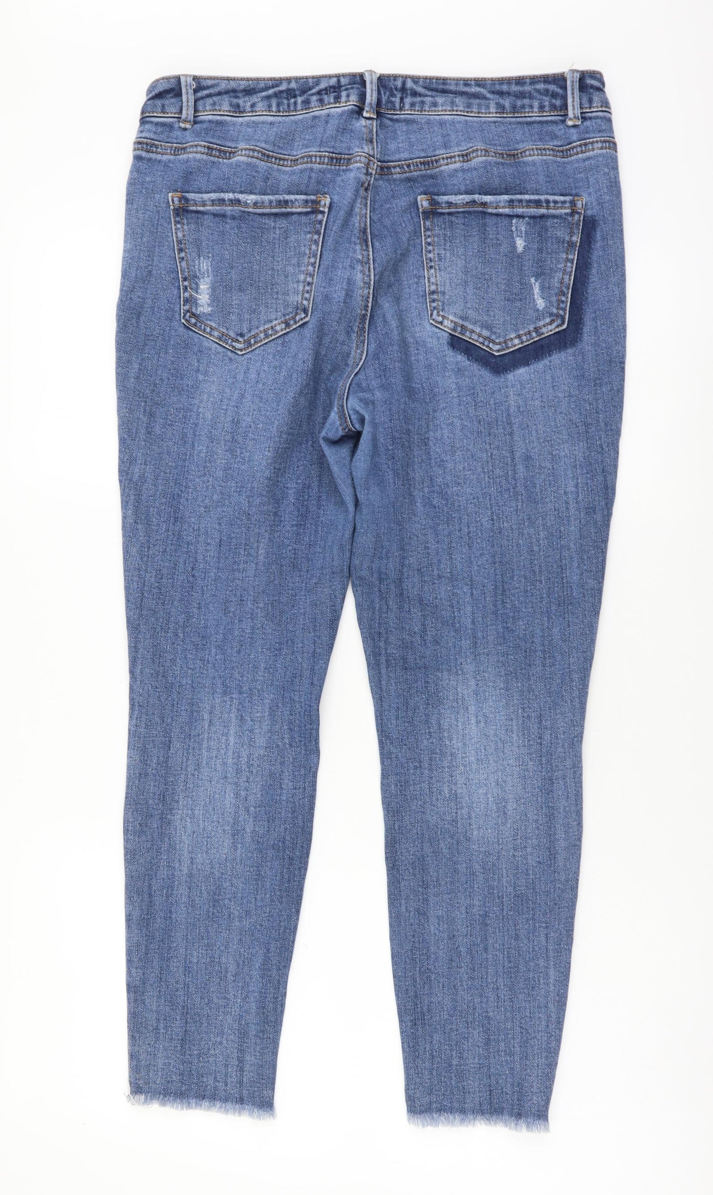 New Look Womens Blue Cotton Skinny Jeans Size 14 L25 in Regular Button