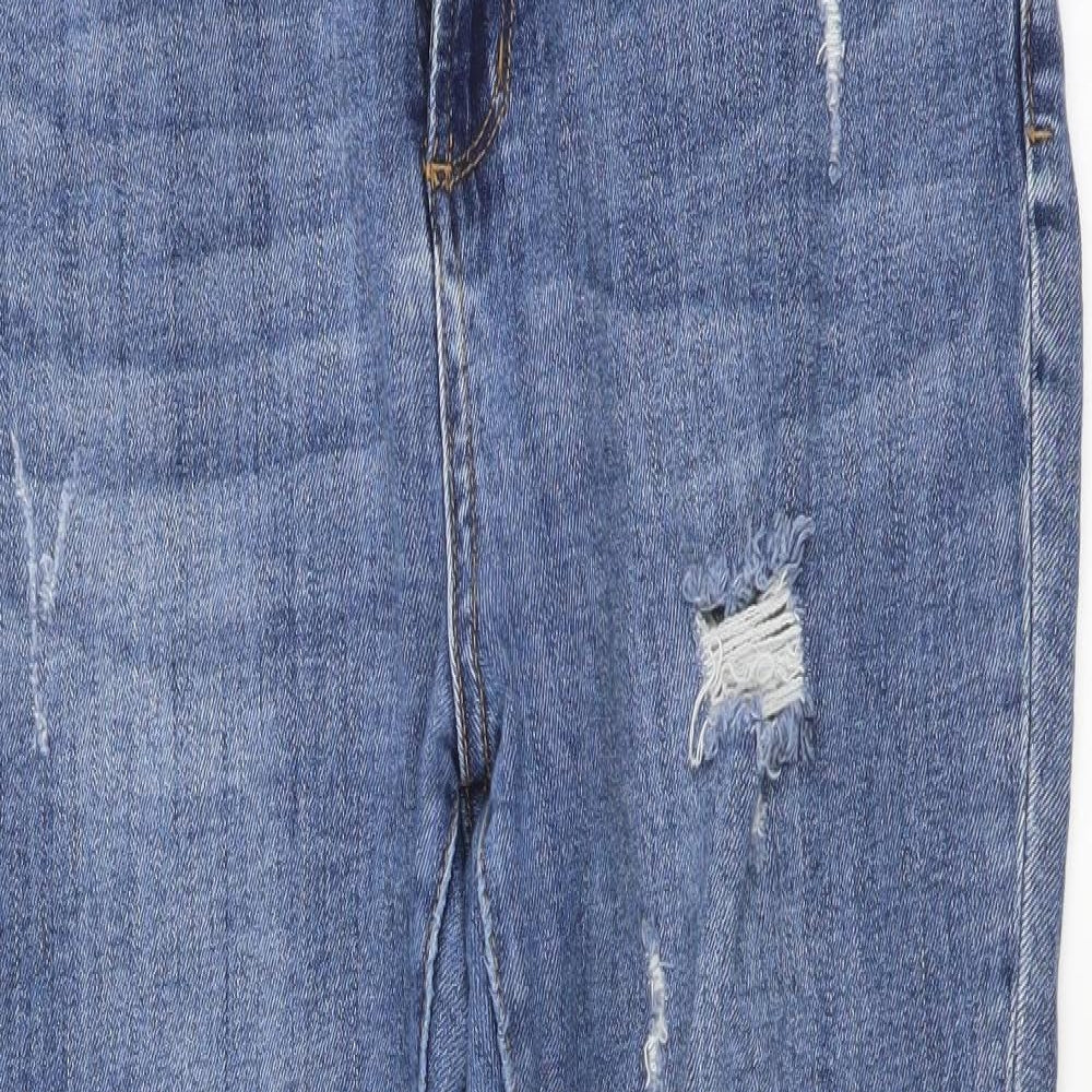 New Look Womens Blue Cotton Skinny Jeans Size 14 L25 in Regular Button