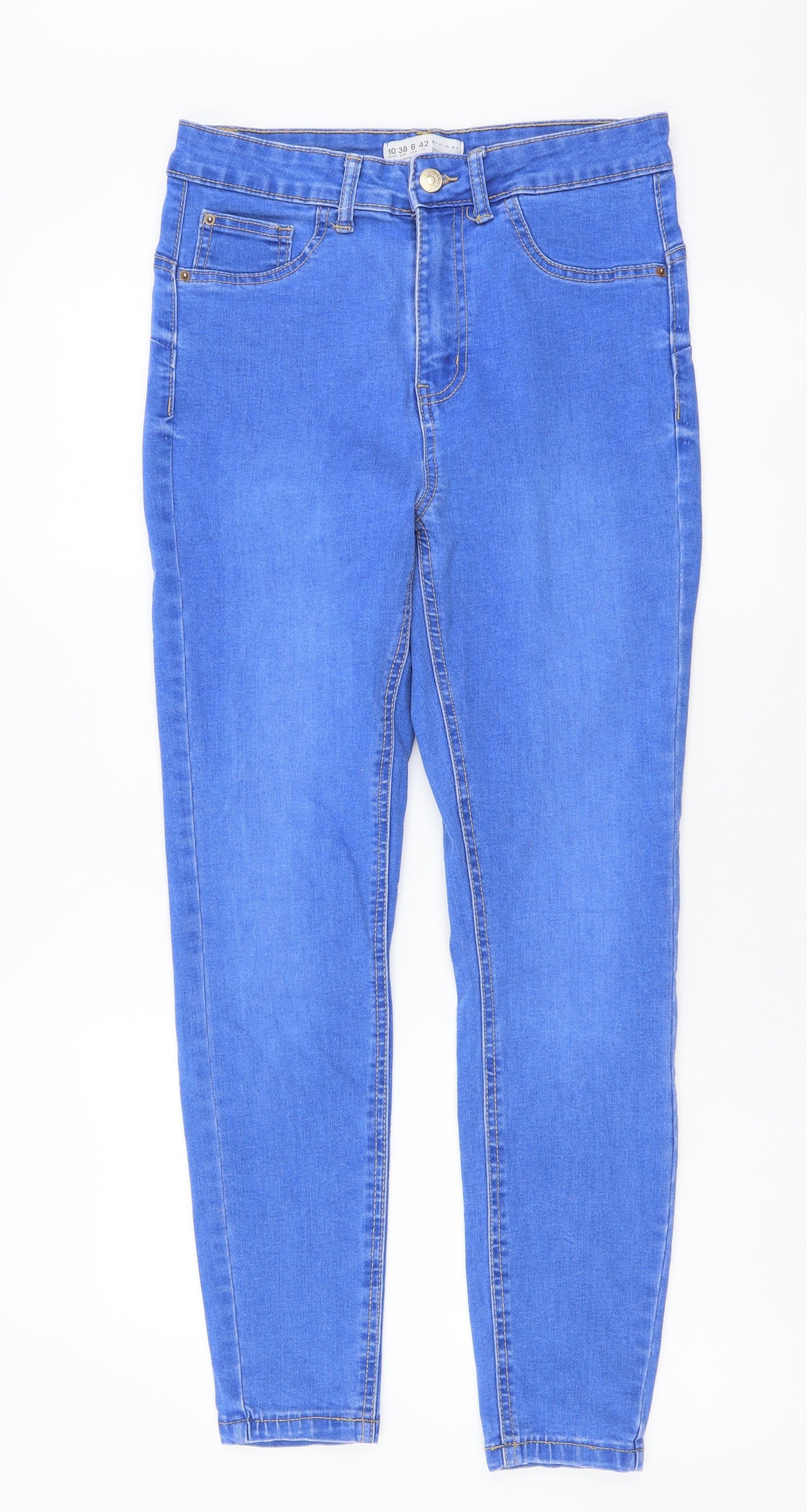 Denim & Co. Womens Blue Cotton Skinny Jeans Size 10 L26 in Regular Button