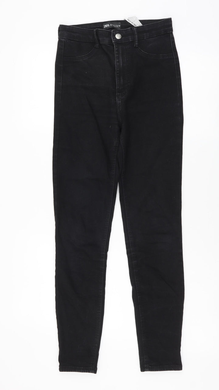 Zara Womens Black Cotton Jegging Jeans Size S L27 in Regular Button