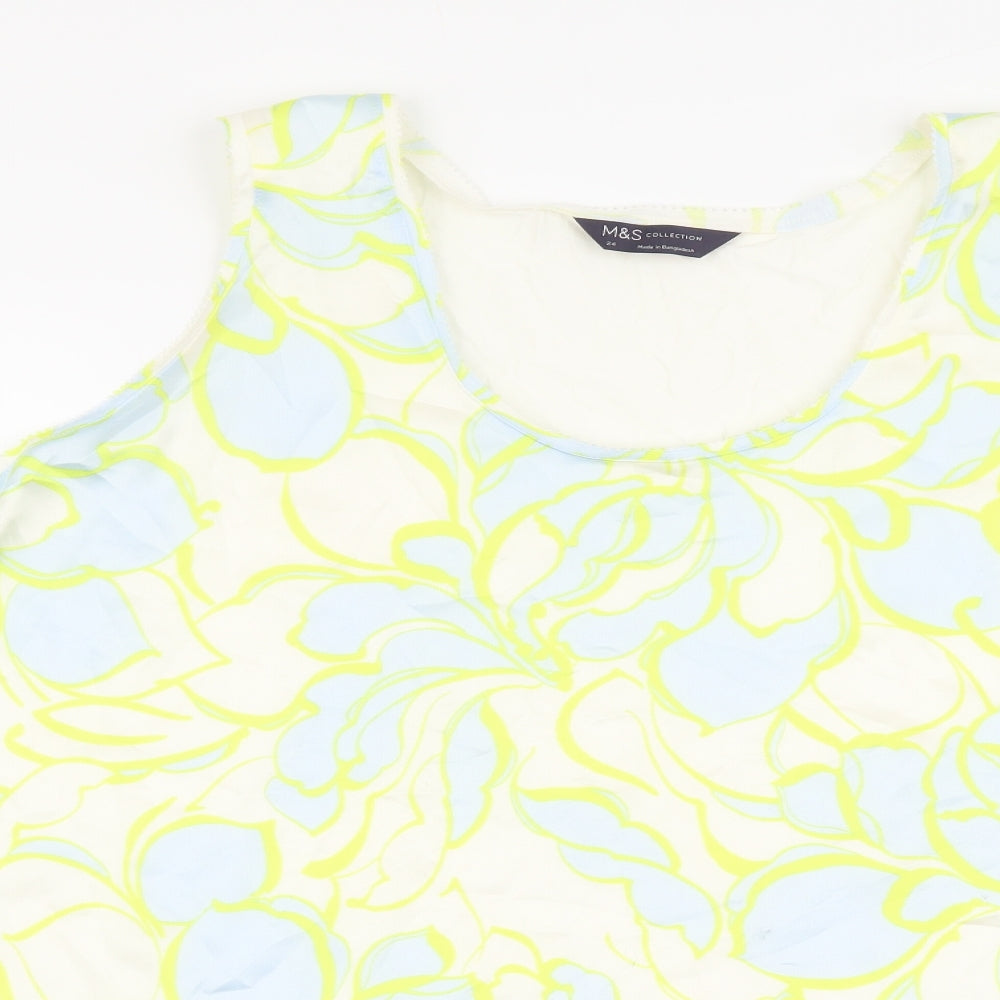 Marks and Spencer Womens Multicoloured Geometric Polyester Basic Tank Size 24 Scoop Neck