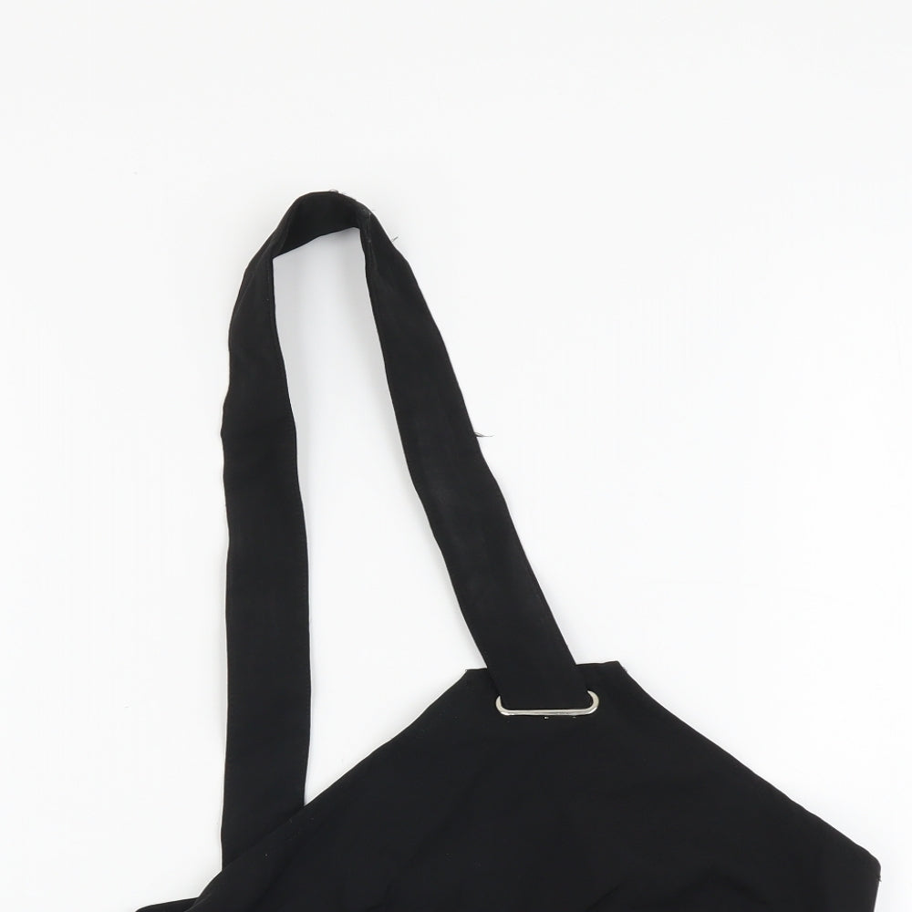 Missguided Womens Black Polyester Cropped Tank Size L One Shoulder