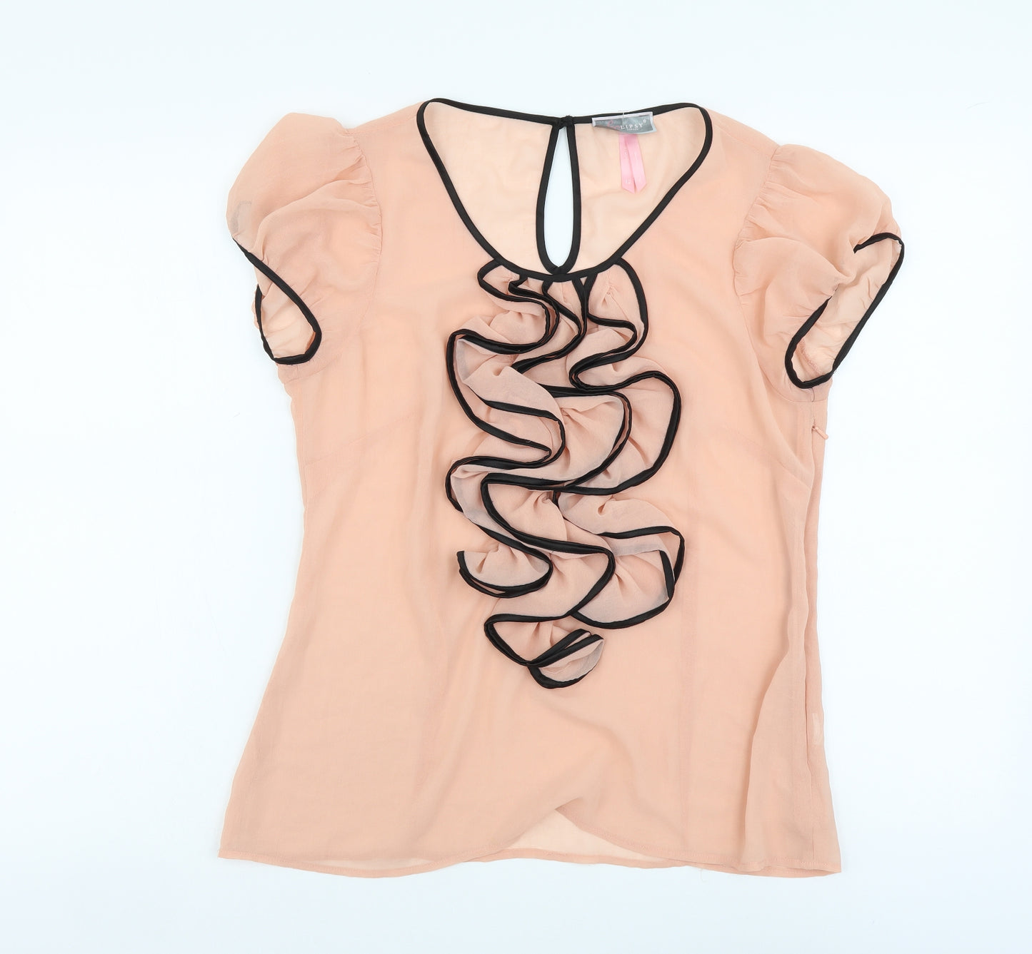 Lipsy Womens Pink Polyester Basic Blouse Size 12 Scoop Neck