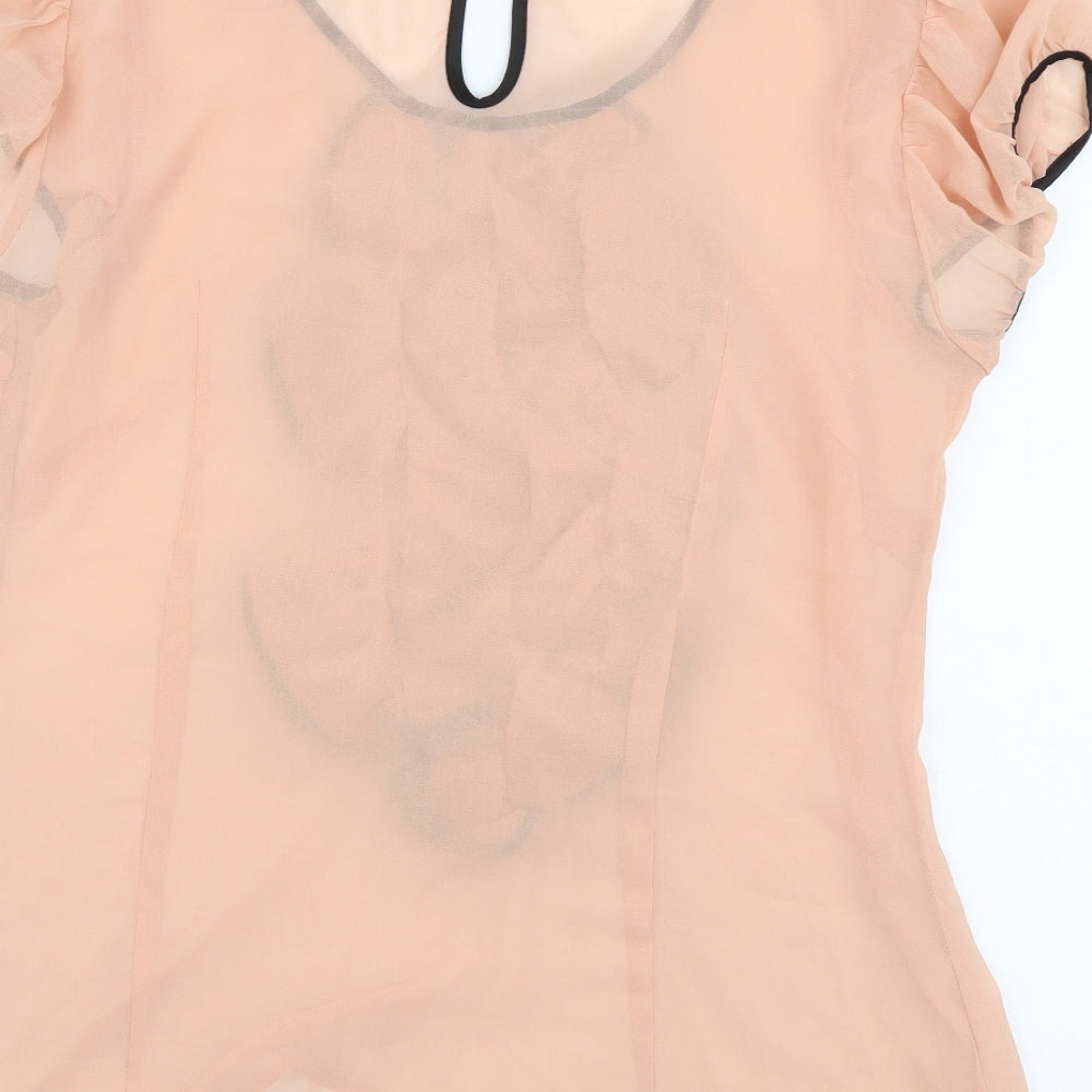 Lipsy Womens Pink Polyester Basic Blouse Size 12 Scoop Neck