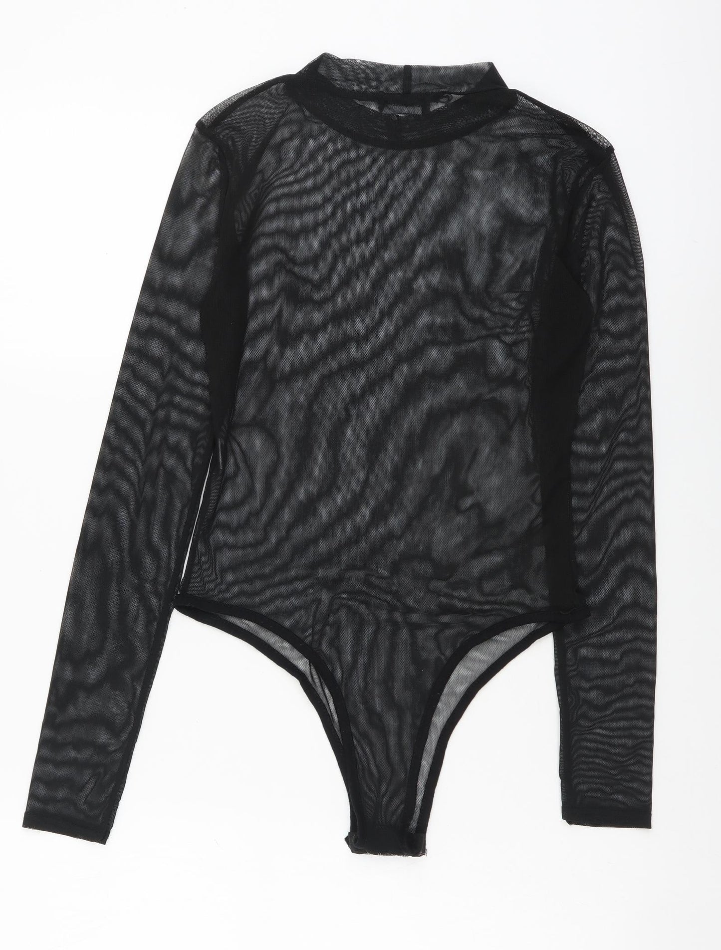 PRETTYLITTLETHING Womens Black Polyester Bodysuit One-Piece Size 6 Snap