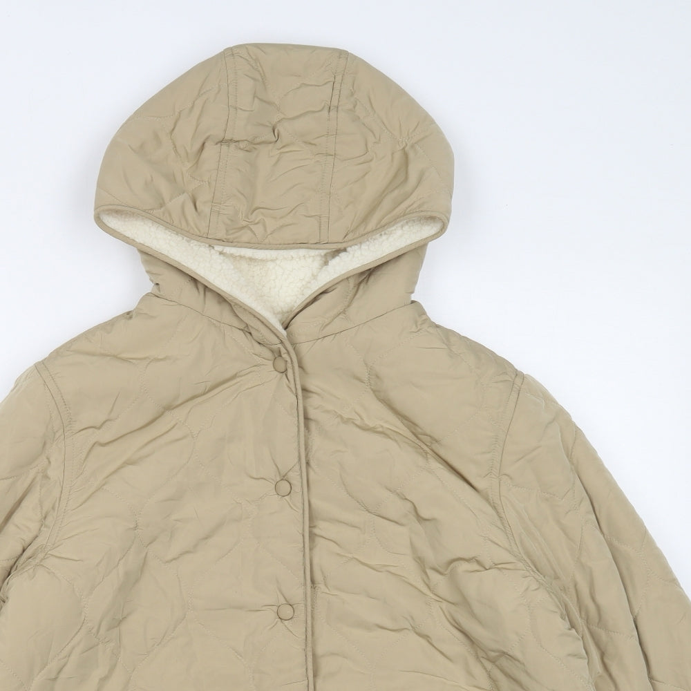 Marks and Spencer Womens Beige Quilted Coat Size 12 Snap