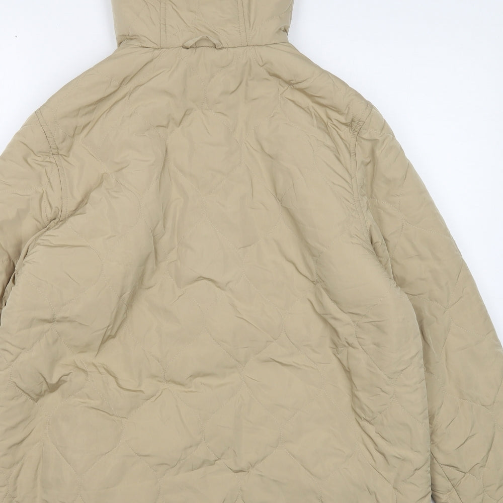 Marks and Spencer Womens Beige Quilted Coat Size 12 Snap