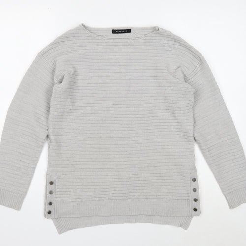 Peacocks Womens Grey Round Neck Acrylic Pullover Jumper Size S