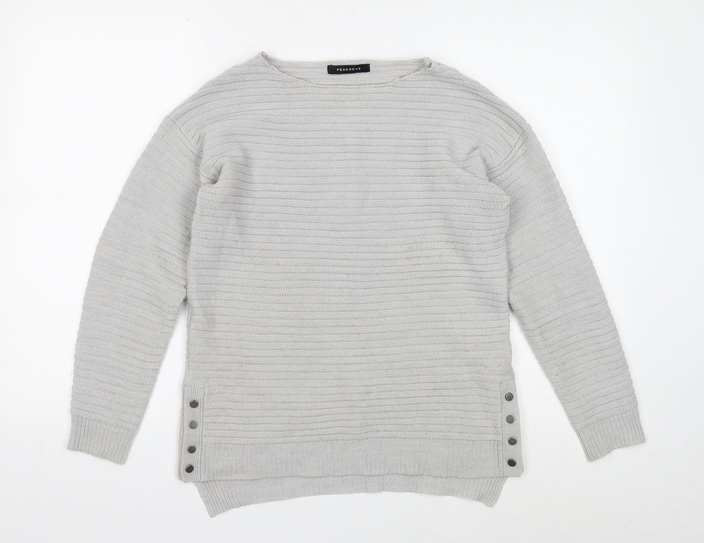 Peacocks Womens Grey Round Neck Acrylic Pullover Jumper Size S