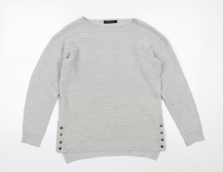 Peacocks Womens Grey Round Neck Acrylic Pullover Jumper Size S