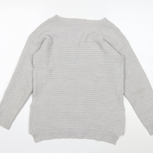 Peacocks Womens Grey Round Neck Acrylic Pullover Jumper Size S