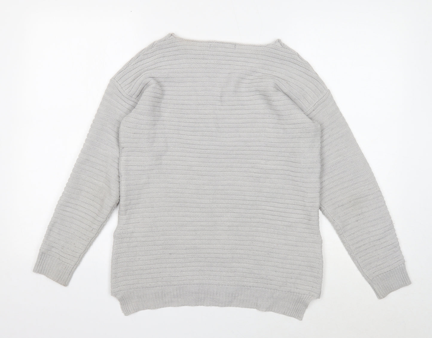 Peacocks Womens Grey Round Neck Acrylic Pullover Jumper Size S