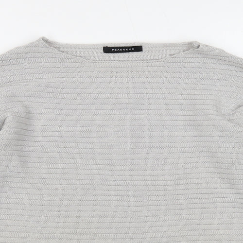Peacocks Womens Grey Round Neck Acrylic Pullover Jumper Size S