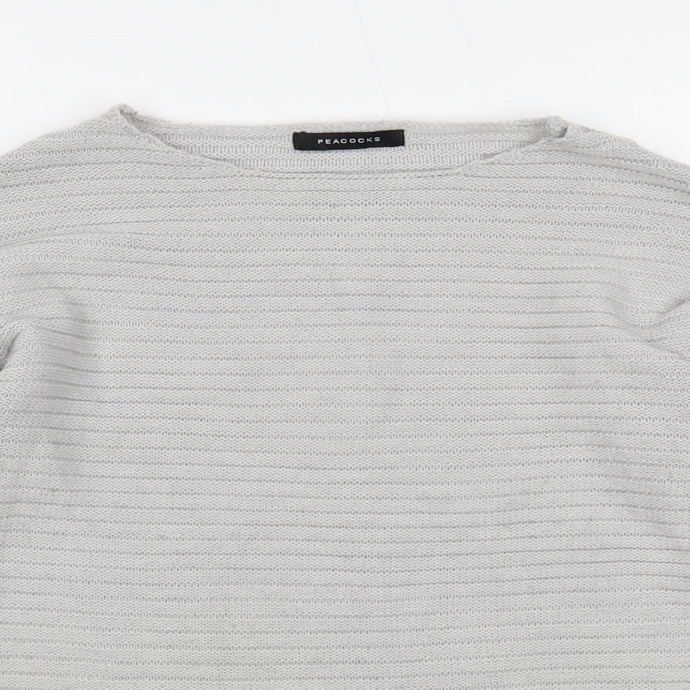 Peacocks Womens Grey Round Neck Acrylic Pullover Jumper Size S