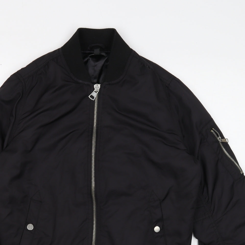 Topshop Womens Black Bomber Jacket Coat Size 10 Zip
