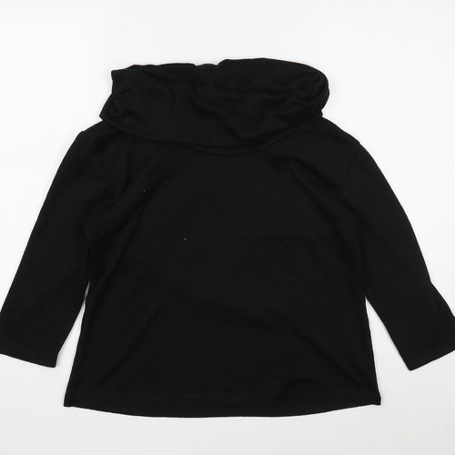 Classic Womens Black Roll Neck Polyester Pullover Jumper Size 14