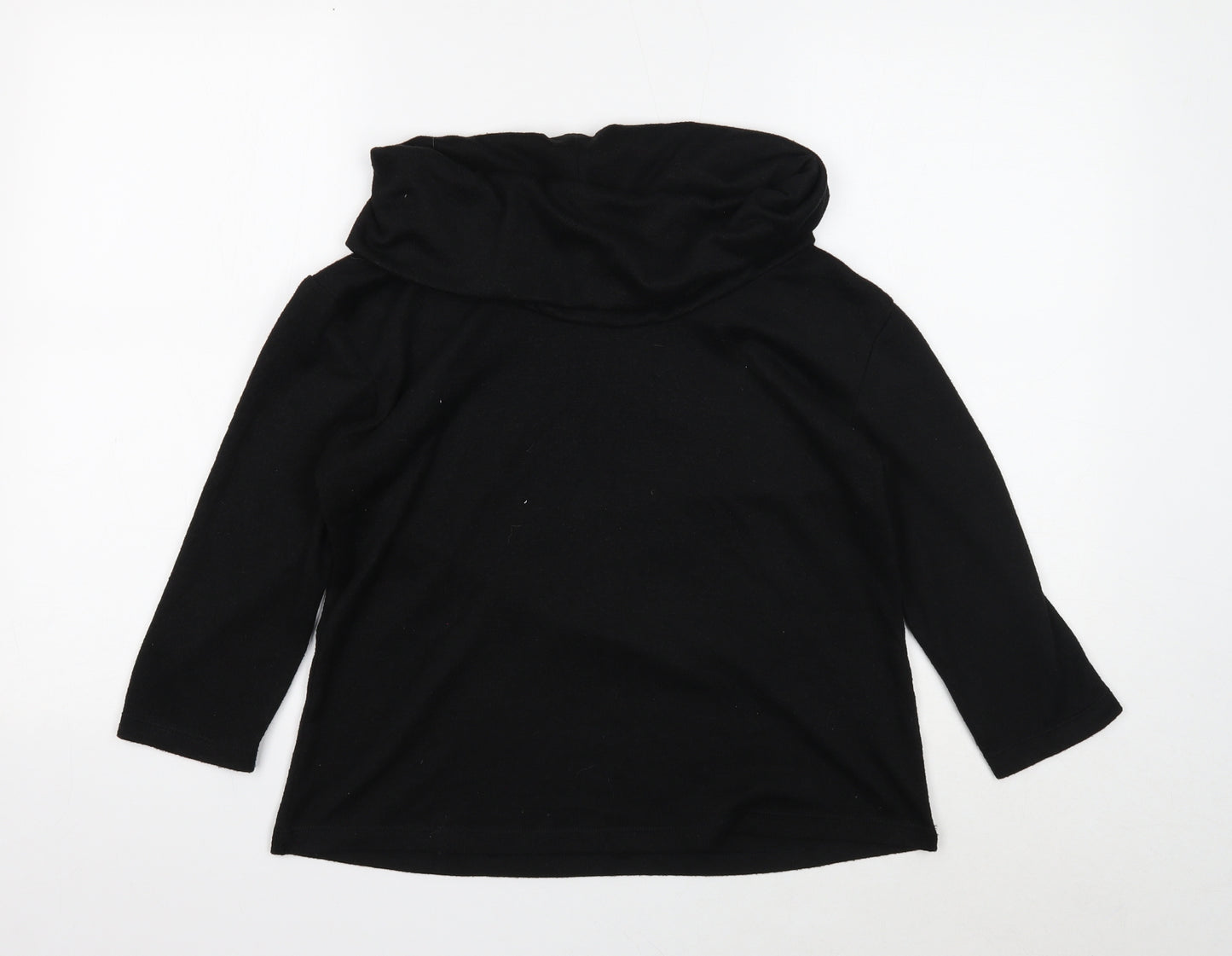 Classic Womens Black Roll Neck Polyester Pullover Jumper Size 14