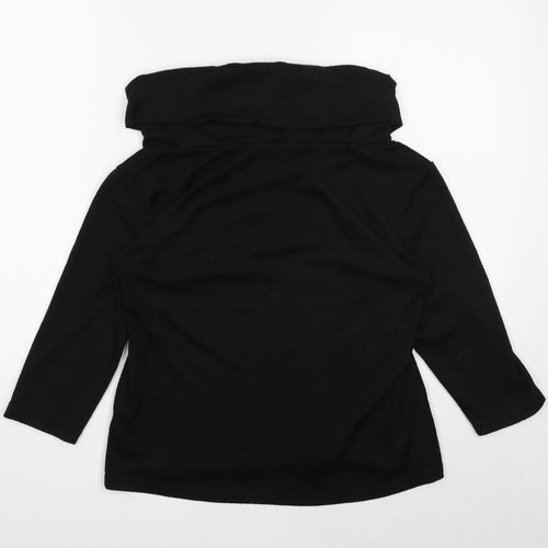 Classic Womens Black Roll Neck Polyester Pullover Jumper Size 14