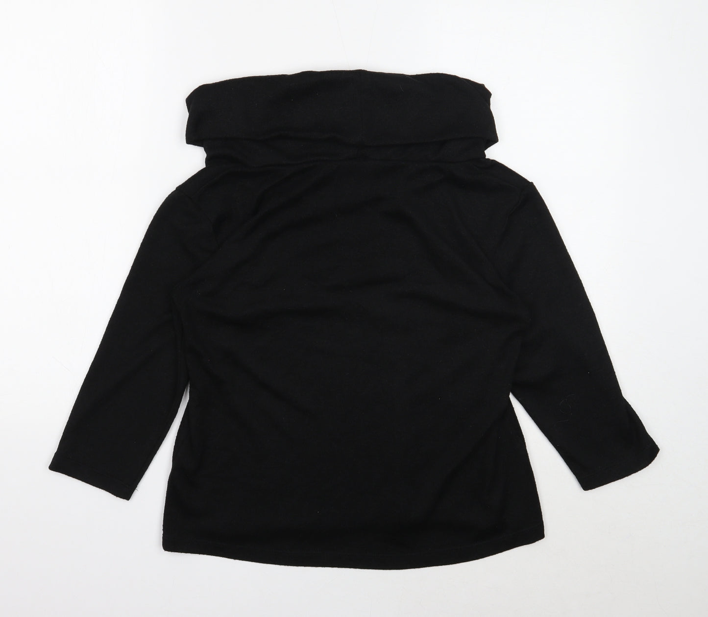 Classic Womens Black Roll Neck Polyester Pullover Jumper Size 14