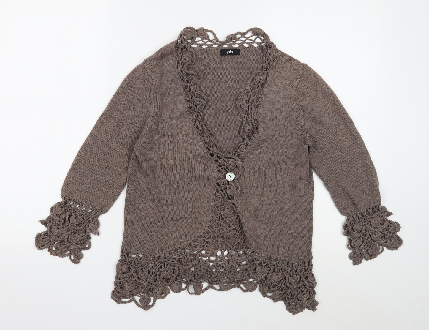 Per Una Womens Brown V-Neck Cotton Cardigan Jumper Size 10