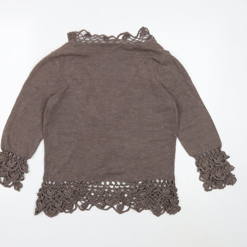 Per Una Womens Brown V-Neck Cotton Cardigan Jumper Size 10