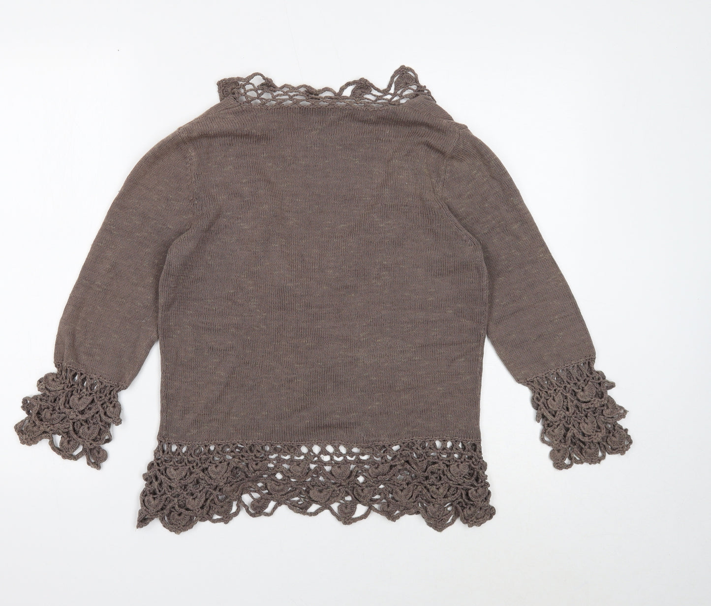 Per Una Womens Brown V-Neck Cotton Cardigan Jumper Size 10