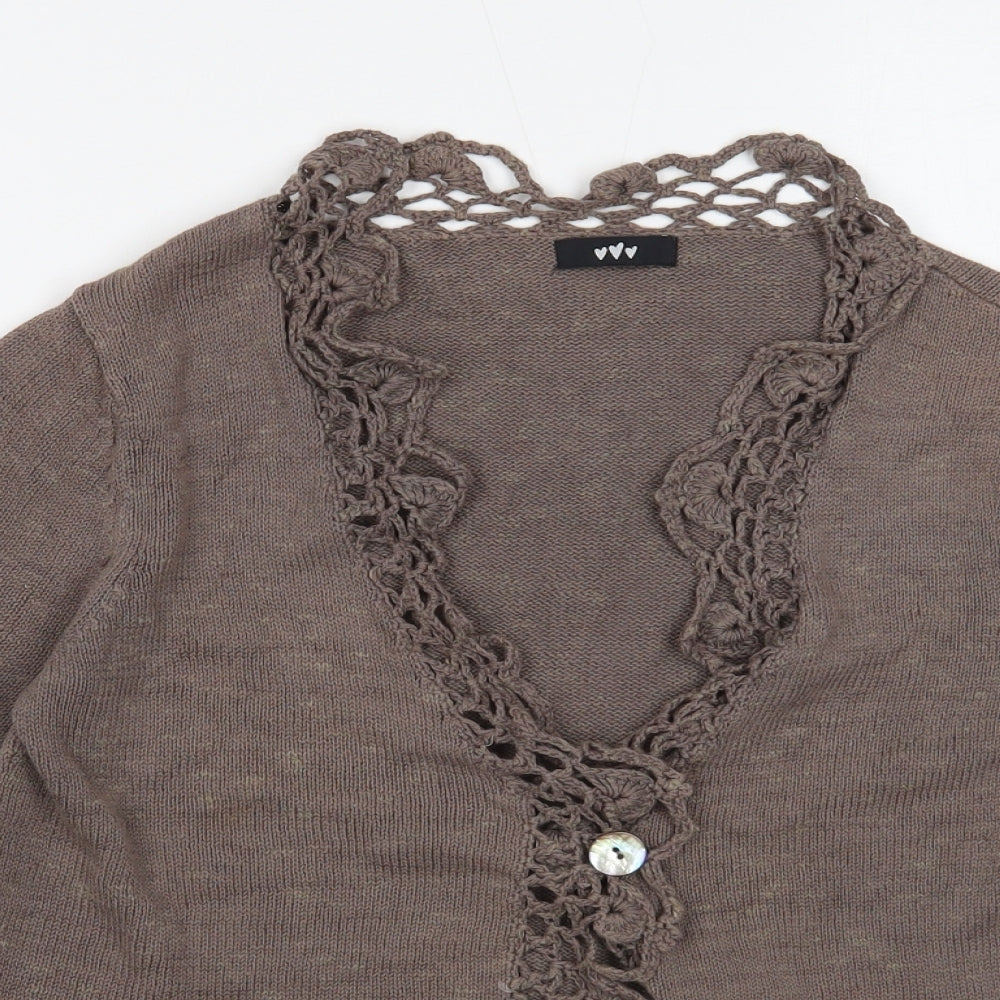 Per Una Womens Brown V-Neck Cotton Cardigan Jumper Size 10