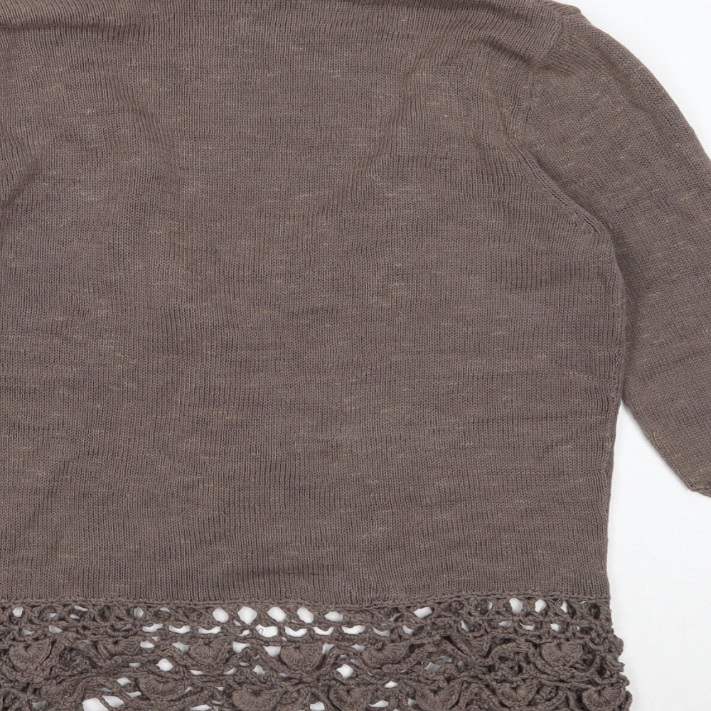 Per Una Womens Brown V-Neck Cotton Cardigan Jumper Size 10
