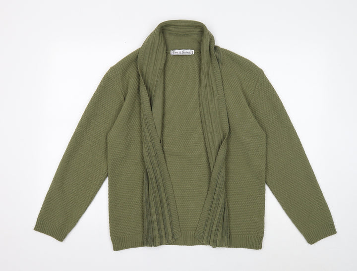 Pure and Natural Womens Green V-Neck Acrylic Cardigan Jumper Size M