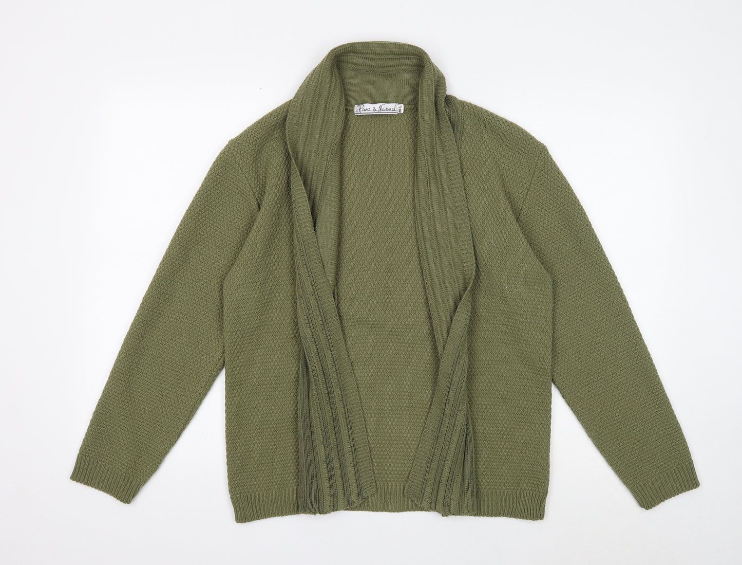 Pure and Natural Womens Green V-Neck Acrylic Cardigan Jumper Size M