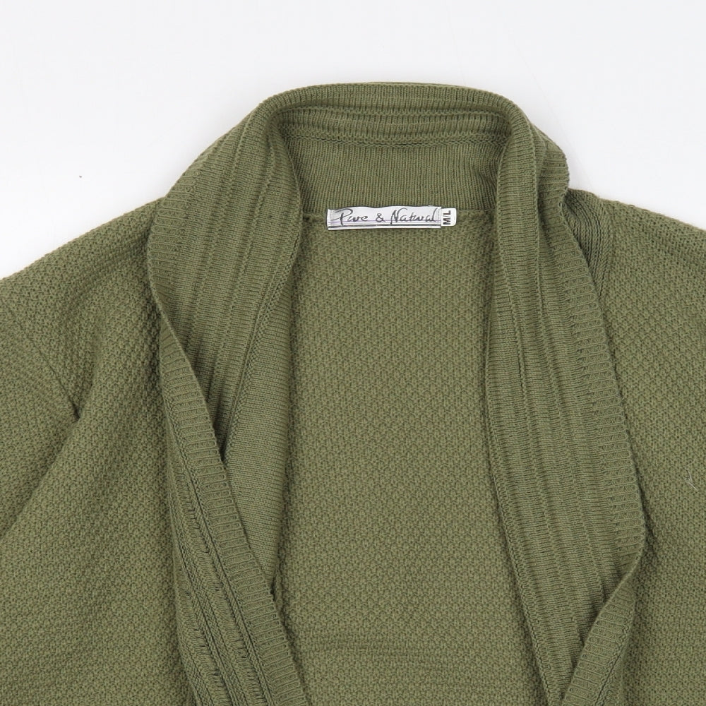 Pure and Natural Womens Green V-Neck Acrylic Cardigan Jumper Size M