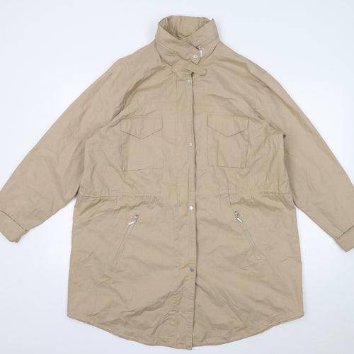 Olsen Womens Beige Military Jacket Jacket Size 20 Snap