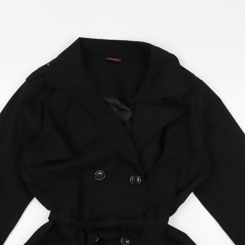 tg Womens Black Trench Coat Coat Size 10 Button