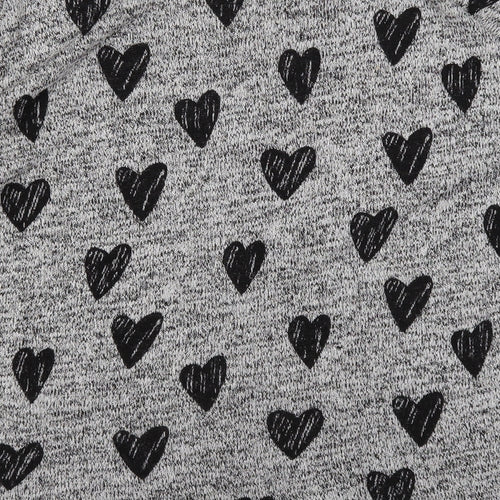 H&M Girls Grey Round Neck Geometric Acrylic Pullover Jumper Size 14 Years Pullover - Heart Pattern