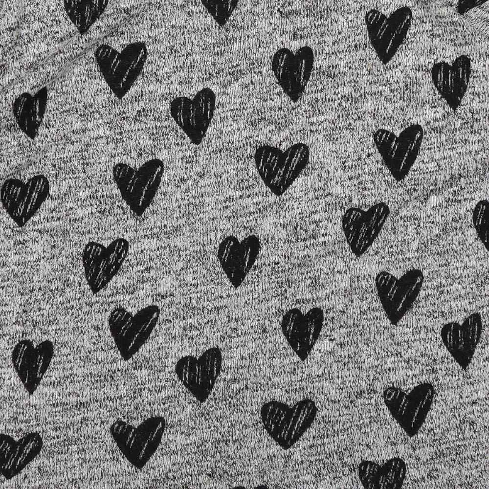 H&M Girls Grey Round Neck Geometric Acrylic Pullover Jumper Size 14 Years Pullover - Heart Pattern